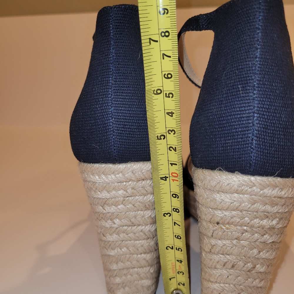 NWOT Navy Espadrille Wedge Sandals